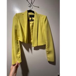 BCBGMAXAZRIA Women's Beautiful Yellow Long Sleeve Cropped Blazer Size XS